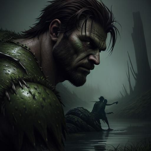 Beowulf's Swamp Battle: A Dark Fantasy Portrait