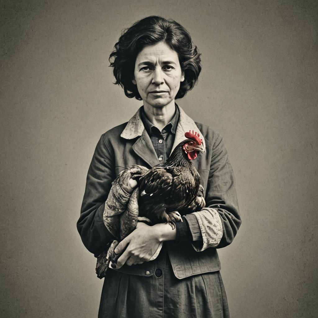 Woman Tenderly Holds Sick Chicken