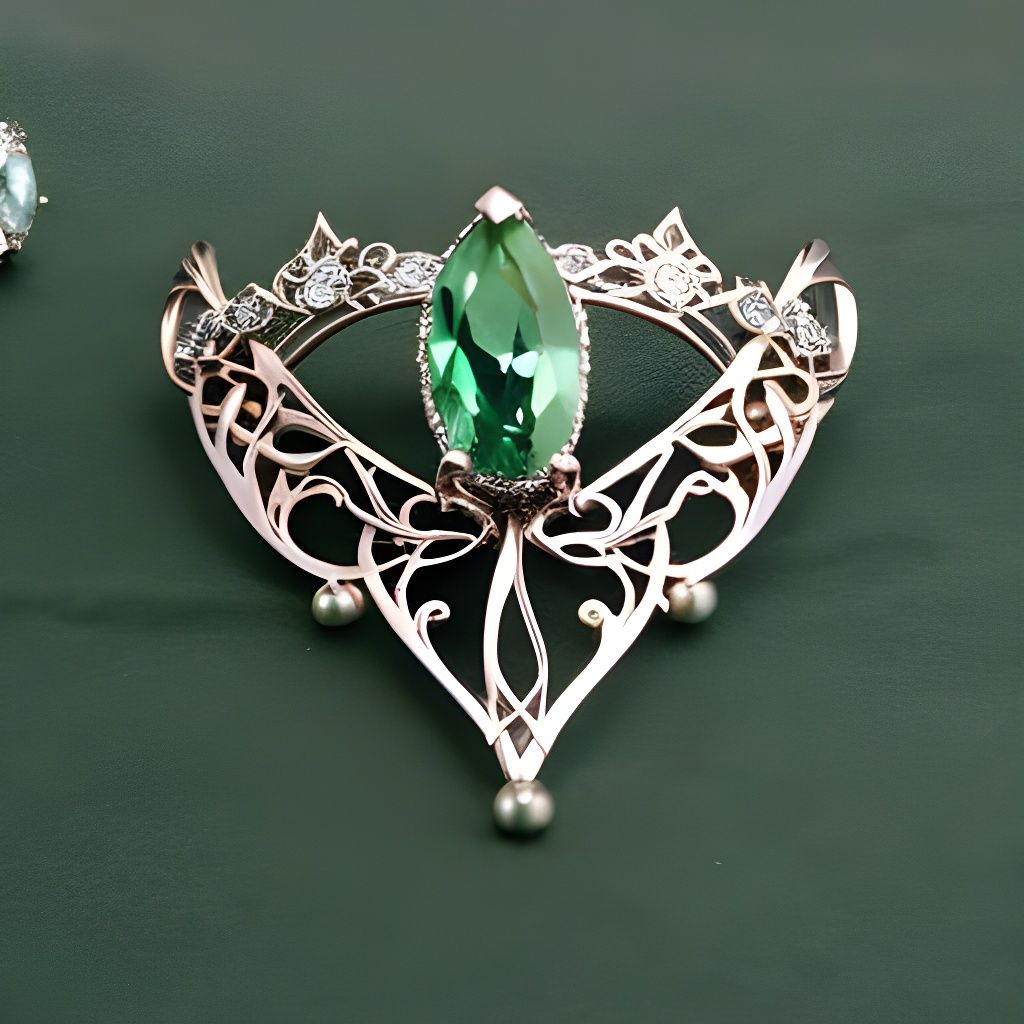 Elven Tiara with Green Kunzites in Art Nouveau Style