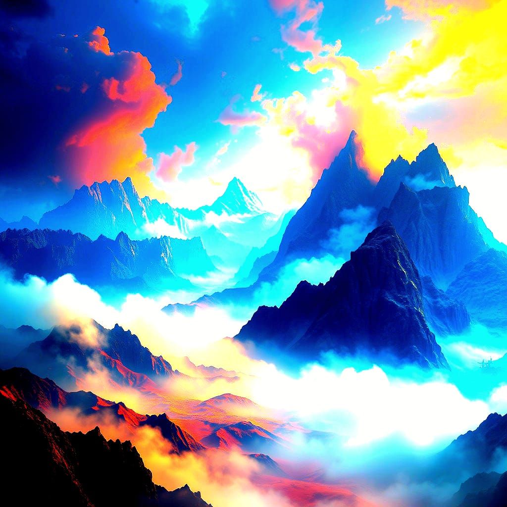 Colorful Mountains in a Surreal Landscape