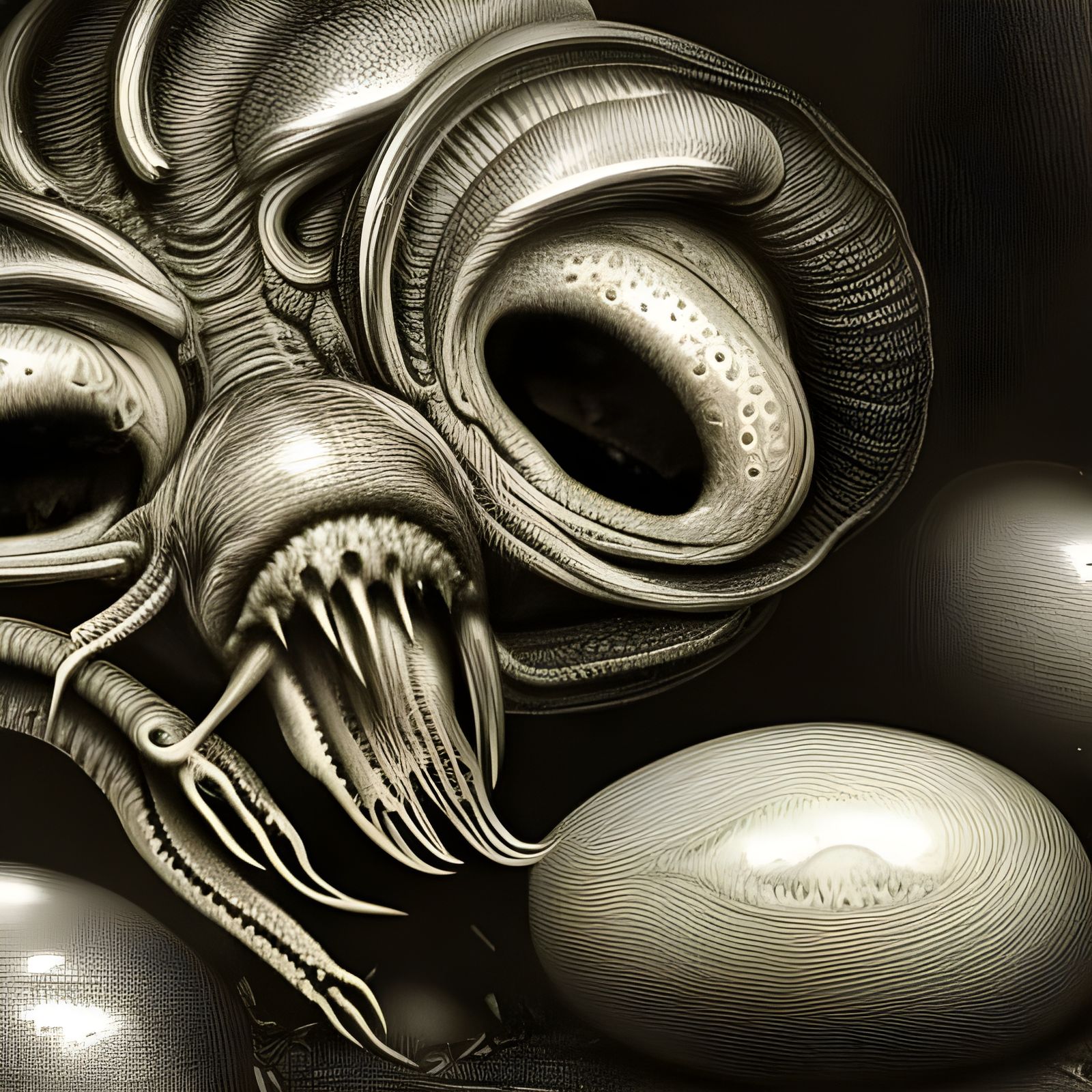 Slithering Horror with Eggs: Gigeresque Illustration