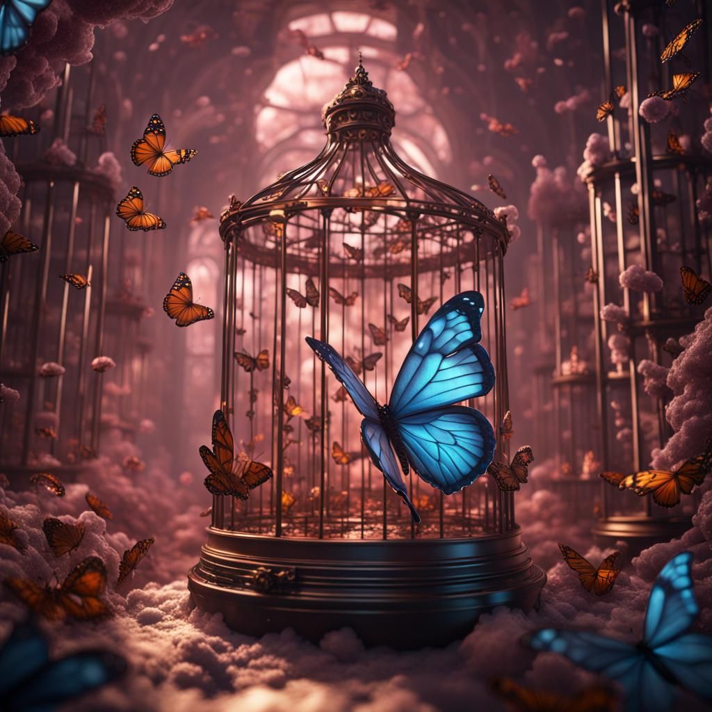 Butterfly Cages in Crystal Cloud: Fantasy Concept Art