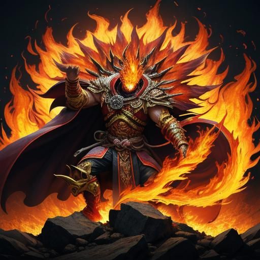 Mad Flame King Midra in Anime Style