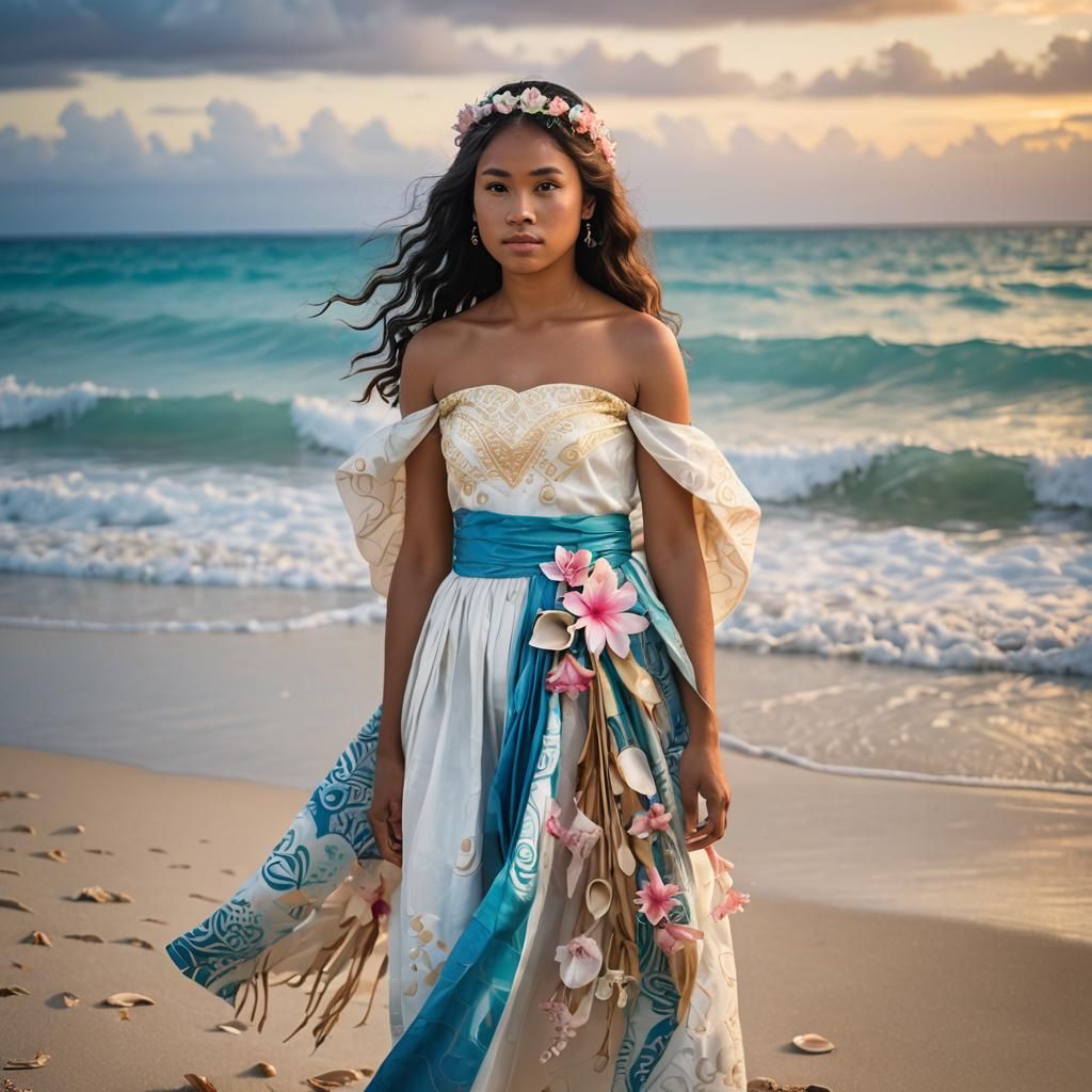 Fantasy Tuvalu Princess Amidst Serene Oceanic Wonders