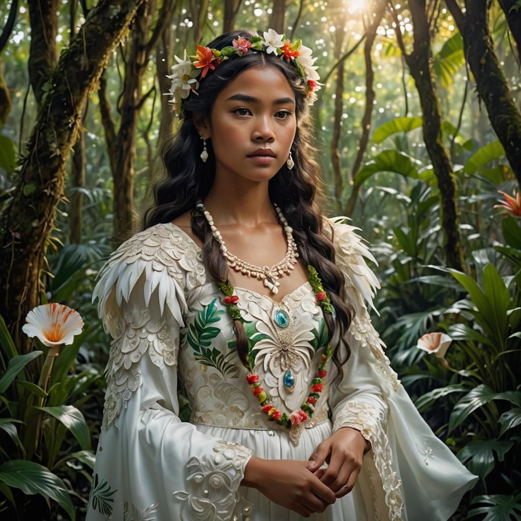 Ethereal Princess of Tuvalu in Vibrant Fantasy Landscape