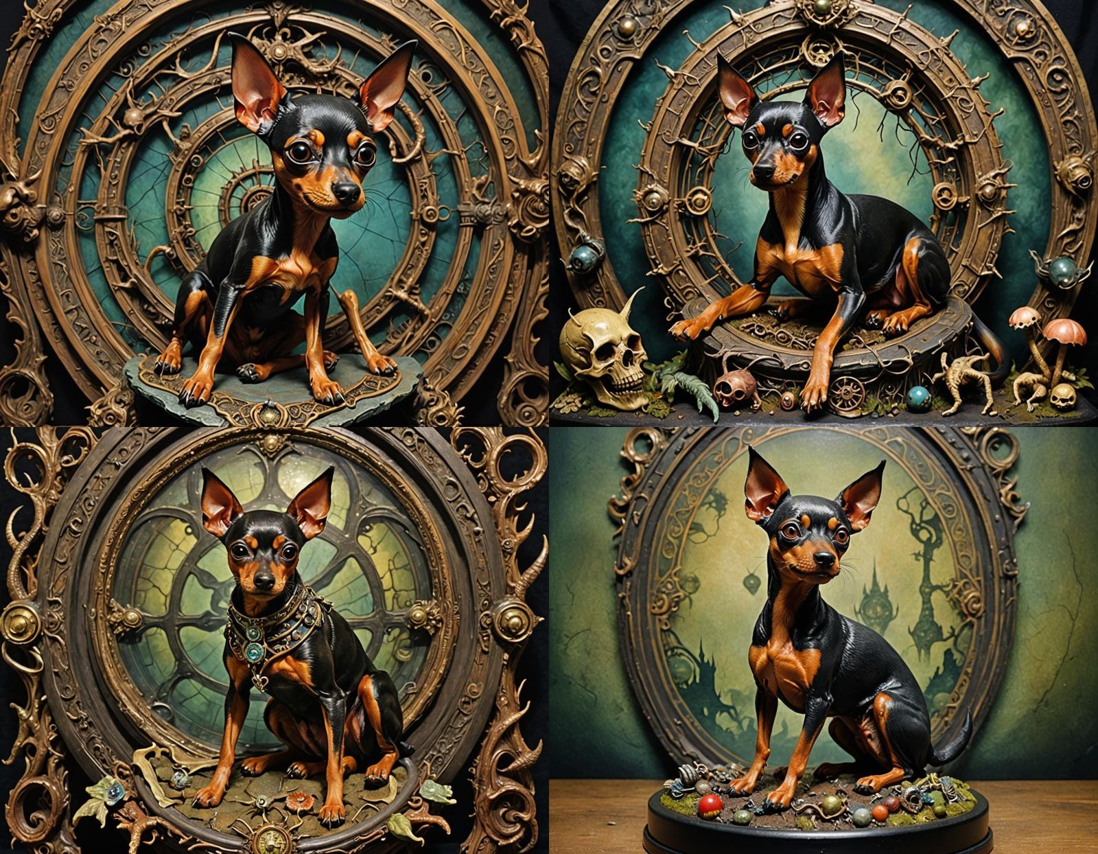 Distorted Miniature Pinscher as Fantasy Painting