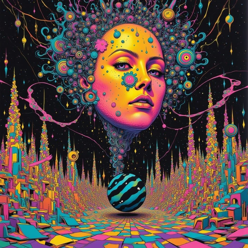 Surreal Melting Clock on Floating Orb