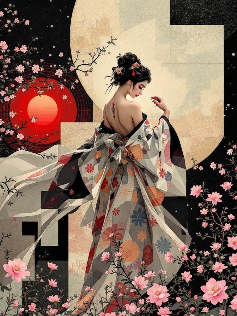 Abstract Pin-Up Fusion in Pop Art Style