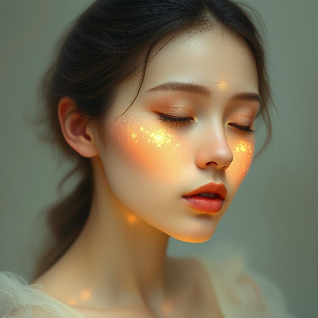 Ethereal Goddess Illuminated by Inner Light