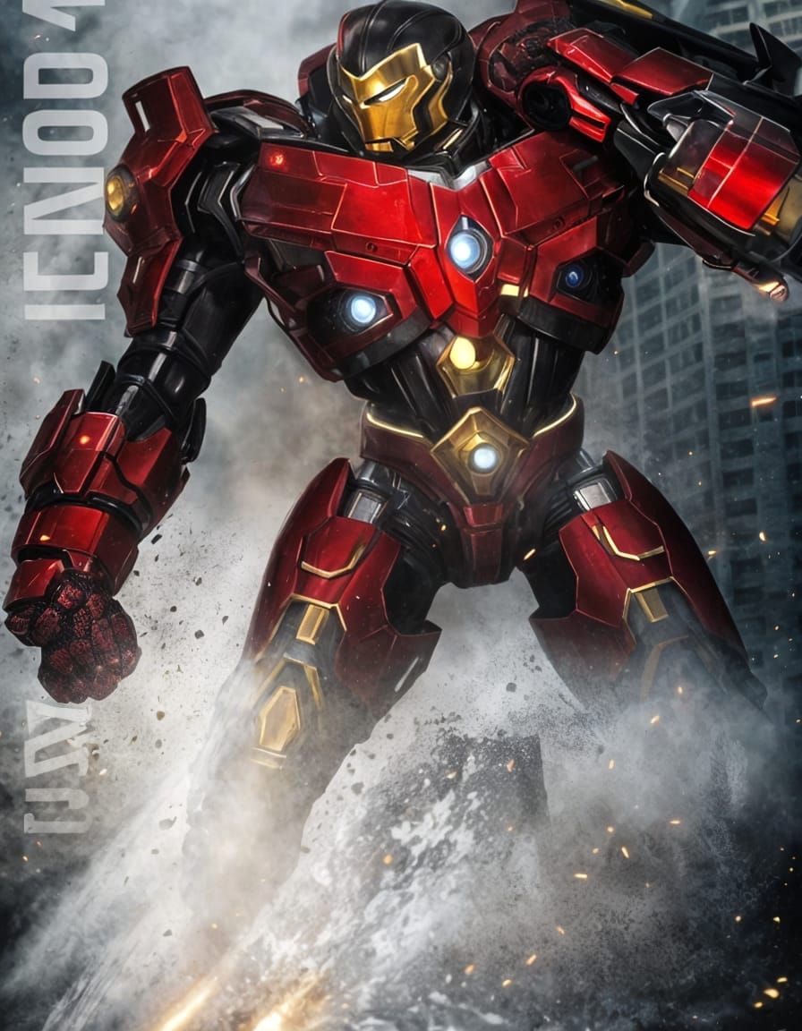 Cyberpunk Hero Wields Photon Cannon in Shining Red Armor