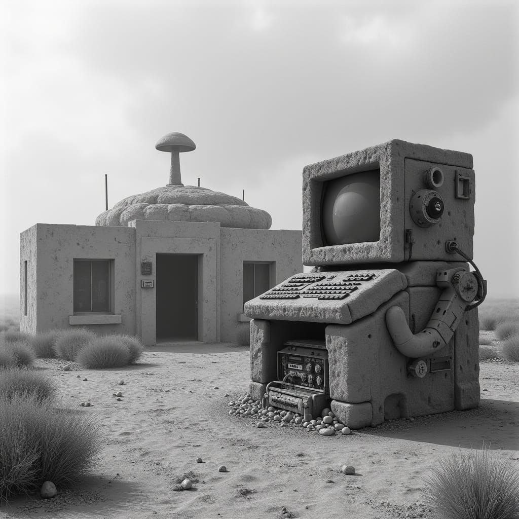 17th Century Computer near Gum Bungalow, Hyperreal