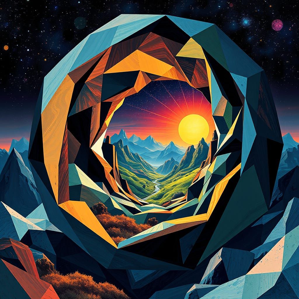 Infinity Landscape in Cubist Futurist Style