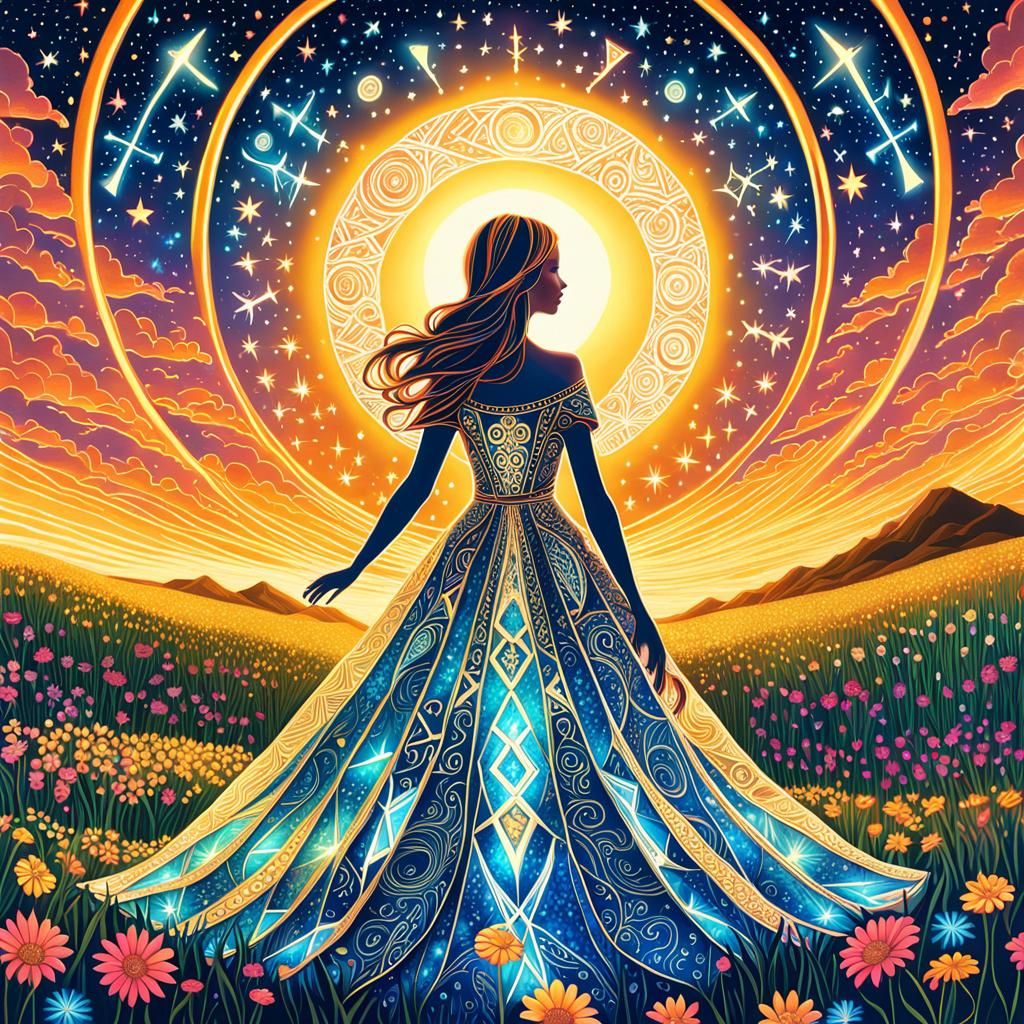 Woman in Runes Dress Playing Cello, Foam Art