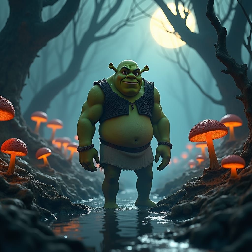 Ogre in Misty Swamp: Fantasy Concept Art