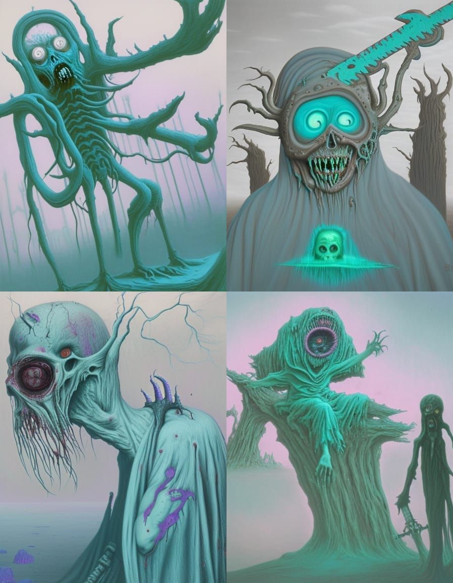 Eldritch Chainsaw Wizard in Surreal Style