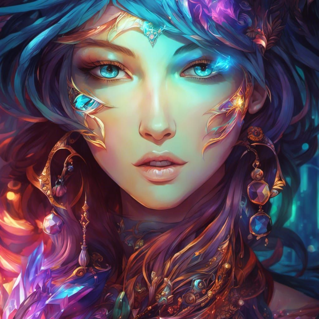 Crystals Concept Art with Glowing Outlines