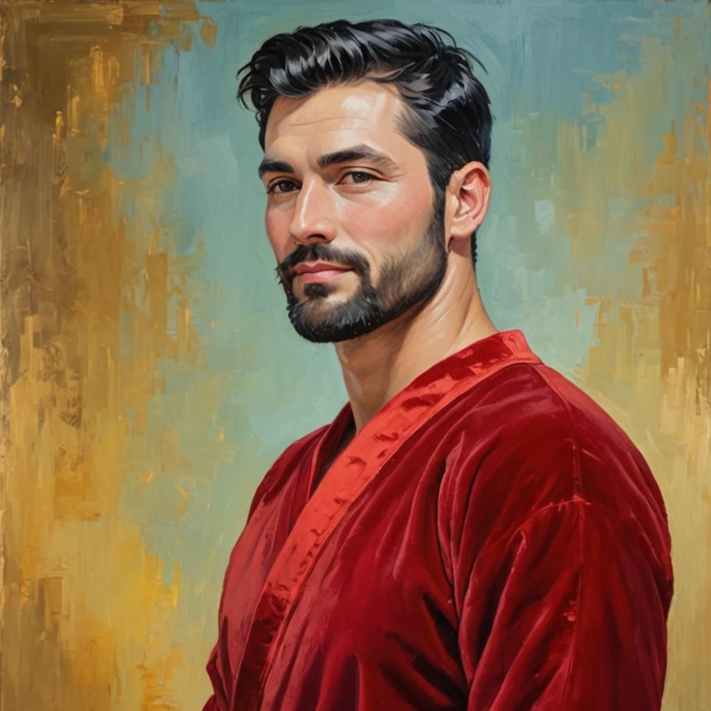 Handsome Man Portrait in Expressionist Oil Painting Style