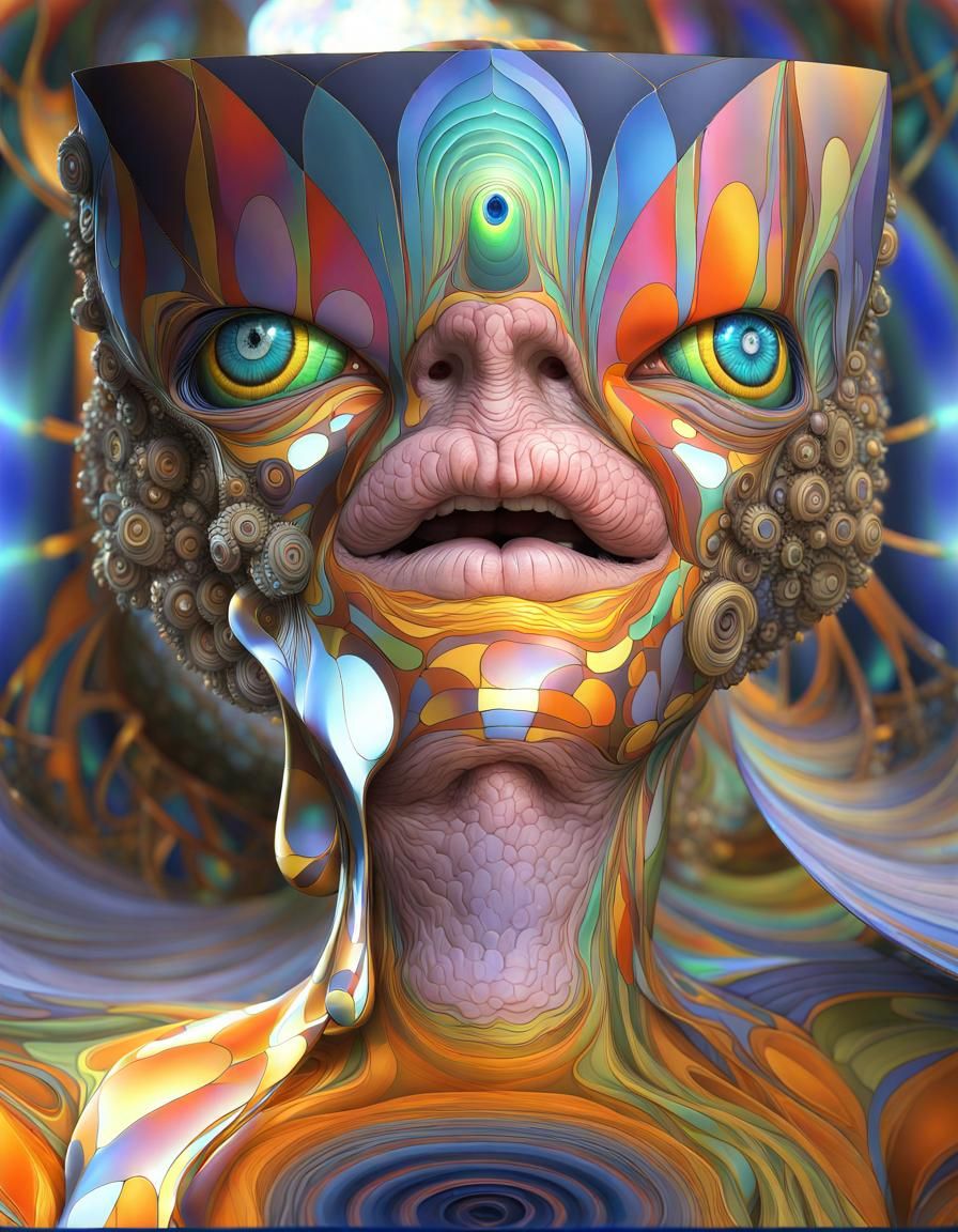 Abstract Geometric Fractal Mandelbulb Painting