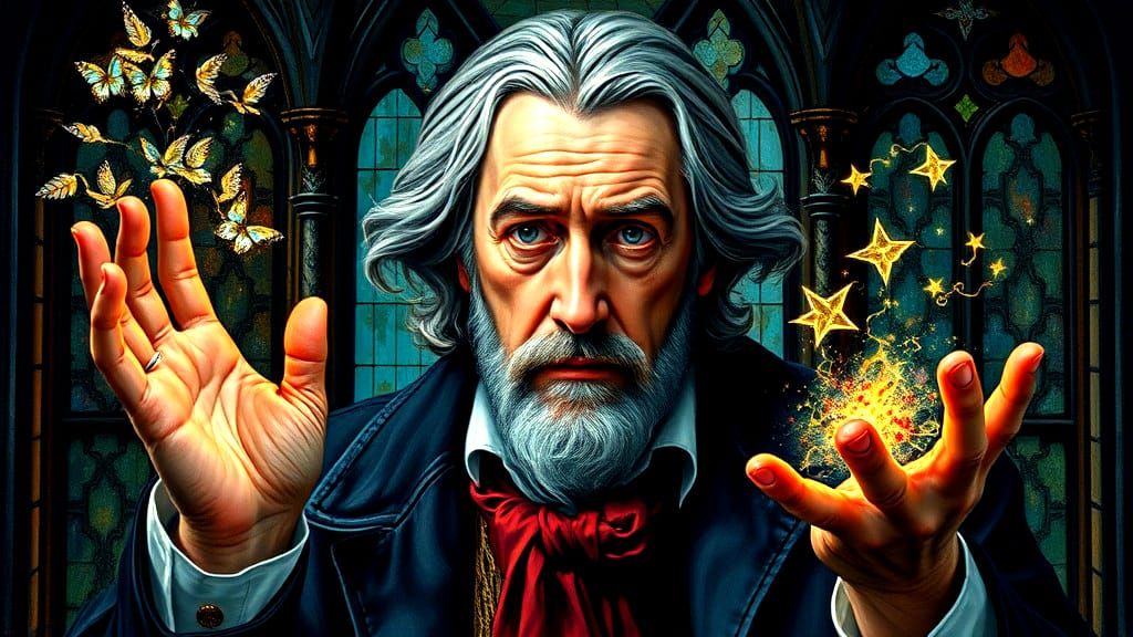 Severus Snape Stained Glass Portrait in Oil Gouache