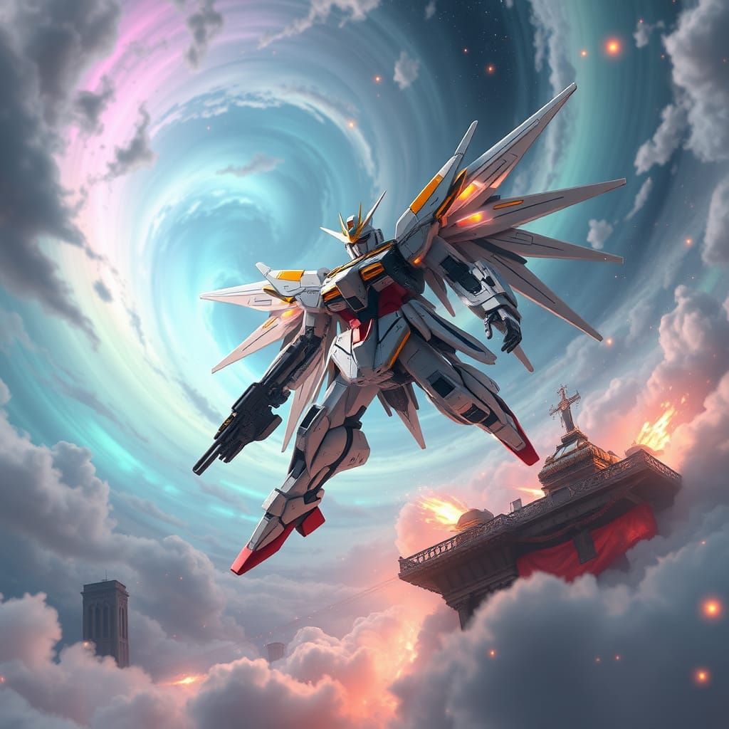 Gundam Aerial in Fantasy Concept Art Style