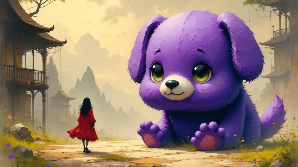 Majestic Purple Canine in Vibrant Colors