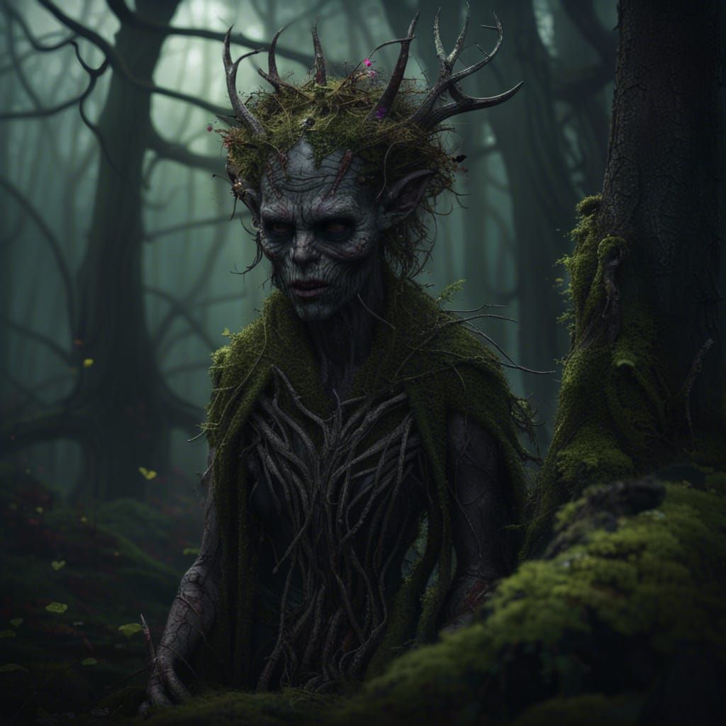 Ghillie Dhu is a dark fairy in Scottish folklore and was a w...