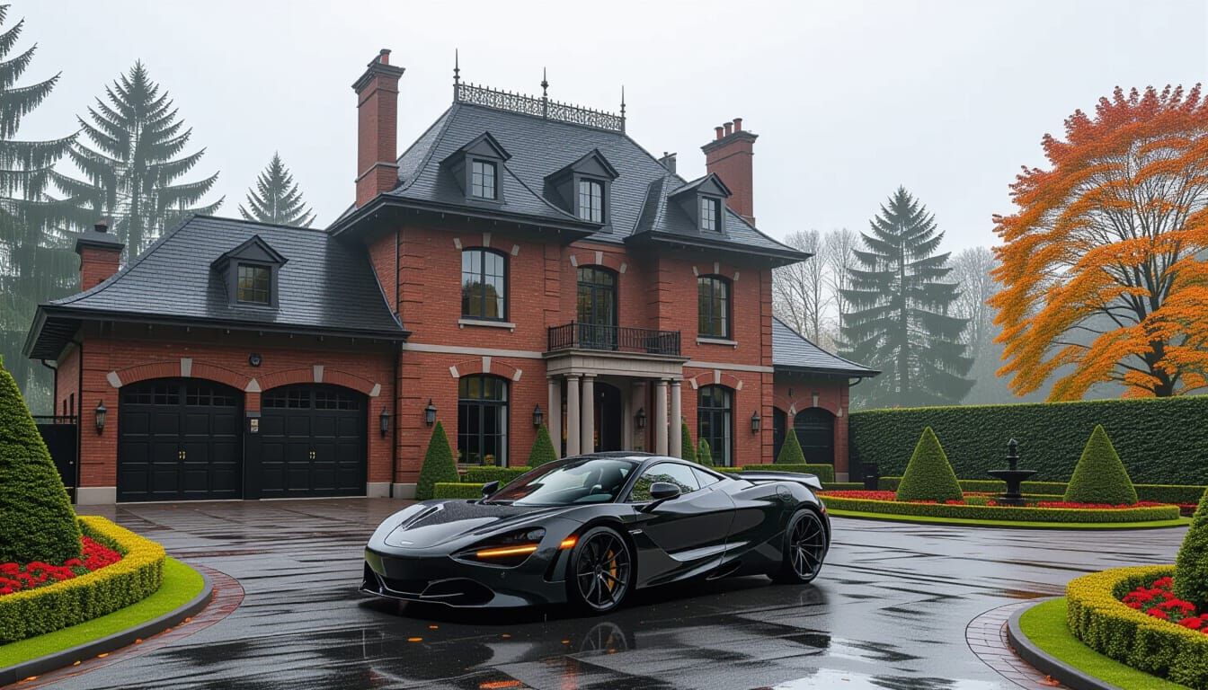 Victorian Chateau with McLaren in Misty Autumn