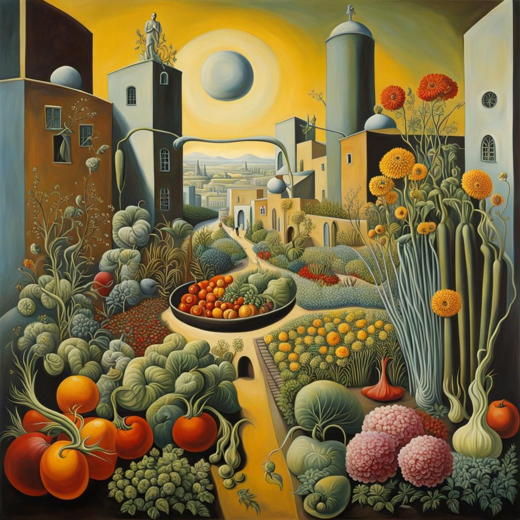 Urban Garden in Surrealist Style