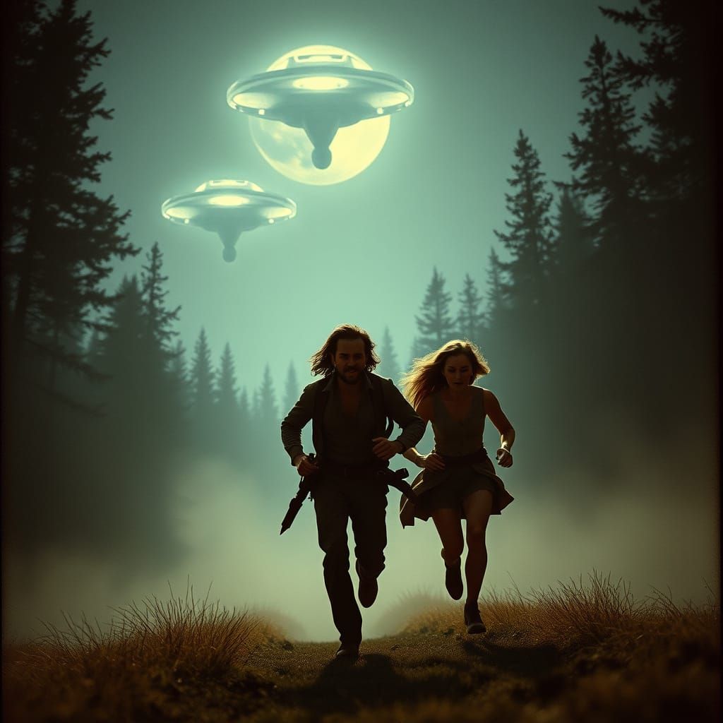 Cosmic Escape: A Retro-Style Couple Flees Alien Pursuers in ...