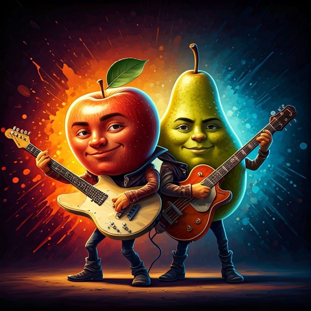 Fruit Rockstars in a Glamorous Stage Setting