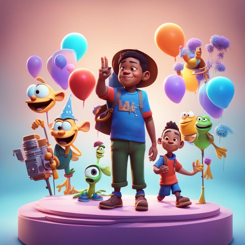 Pixar-Style 3D Digital Art with Bright Colors