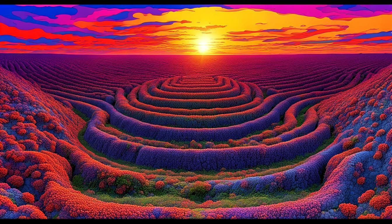Psychedelic Sunset Stereogram in Quadrophenia Colors
