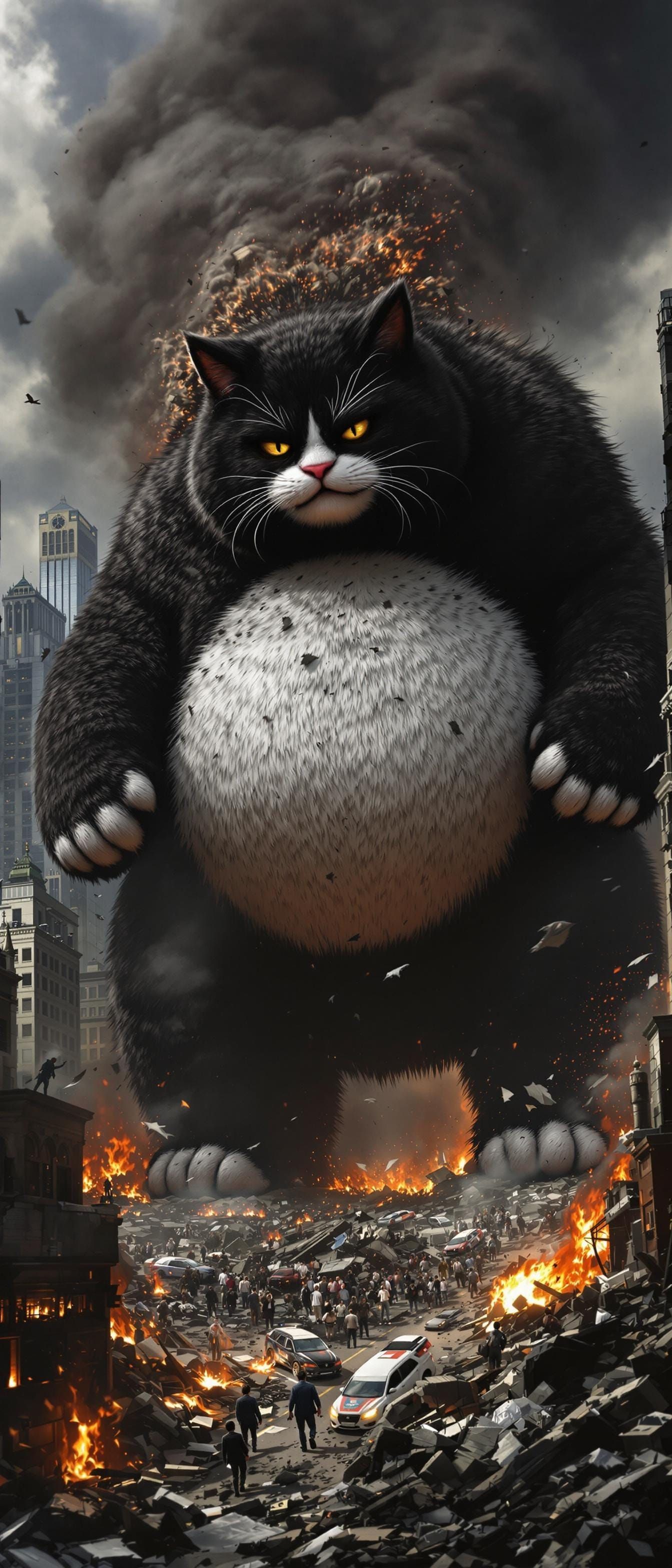 Gargantuan Tuxedo Cat Brings Apocalypse to City Streets
