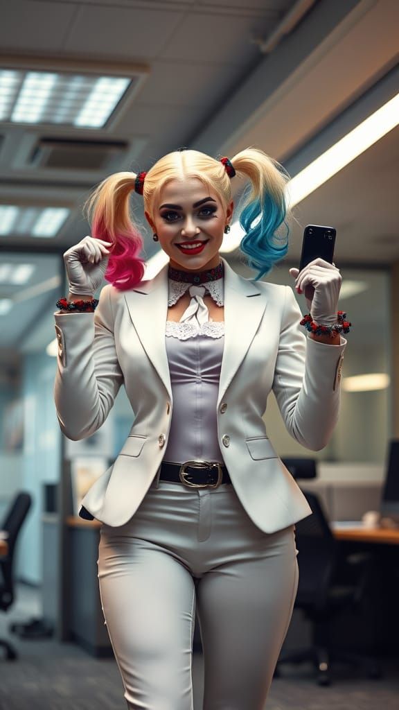 Gender-Swapped Harley Quinn in NYC Office
