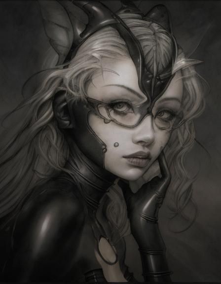 Woman in Latex Bodysuit, Detailed Portrait