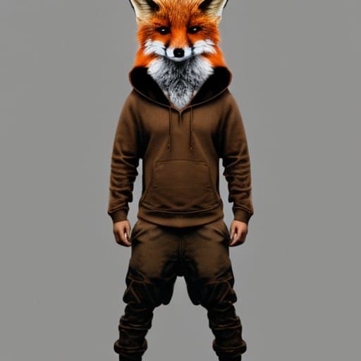 Fox in Hoodie: Detailed Digital Portrait
