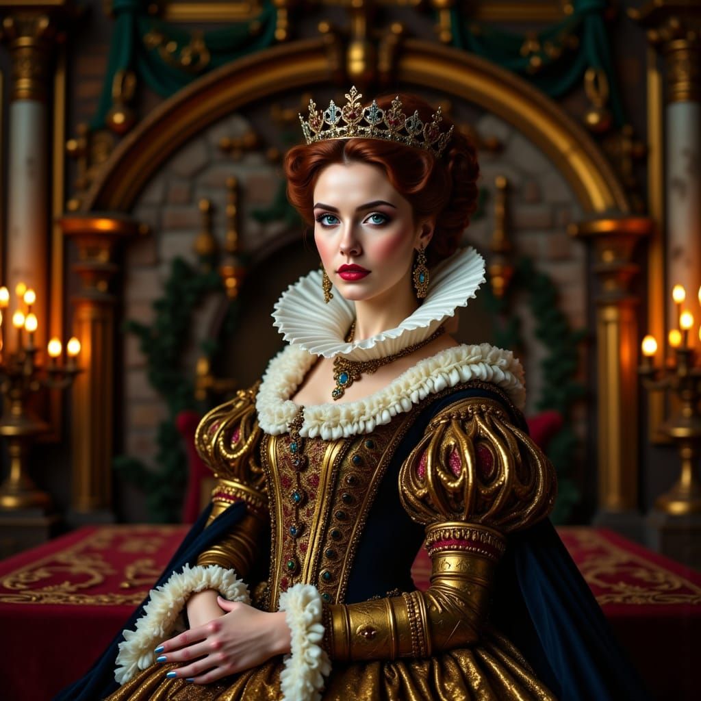 Ethereal Gothic Queen in Lavish Royal Attire