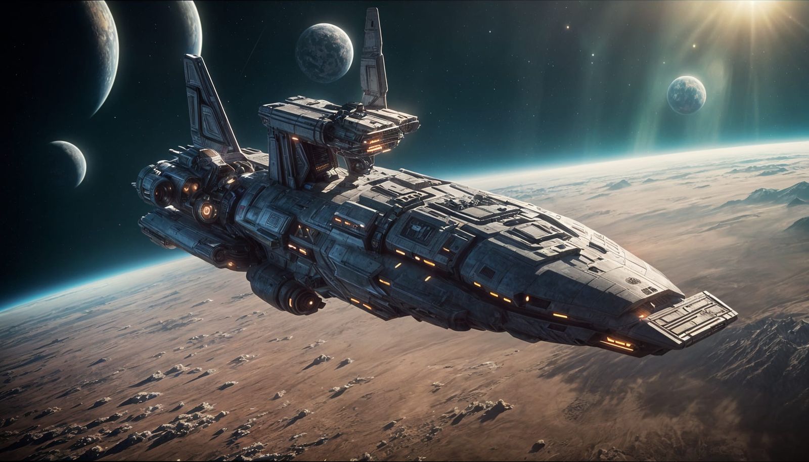 Retro 80s Spaceship Launching from Earth Orbit