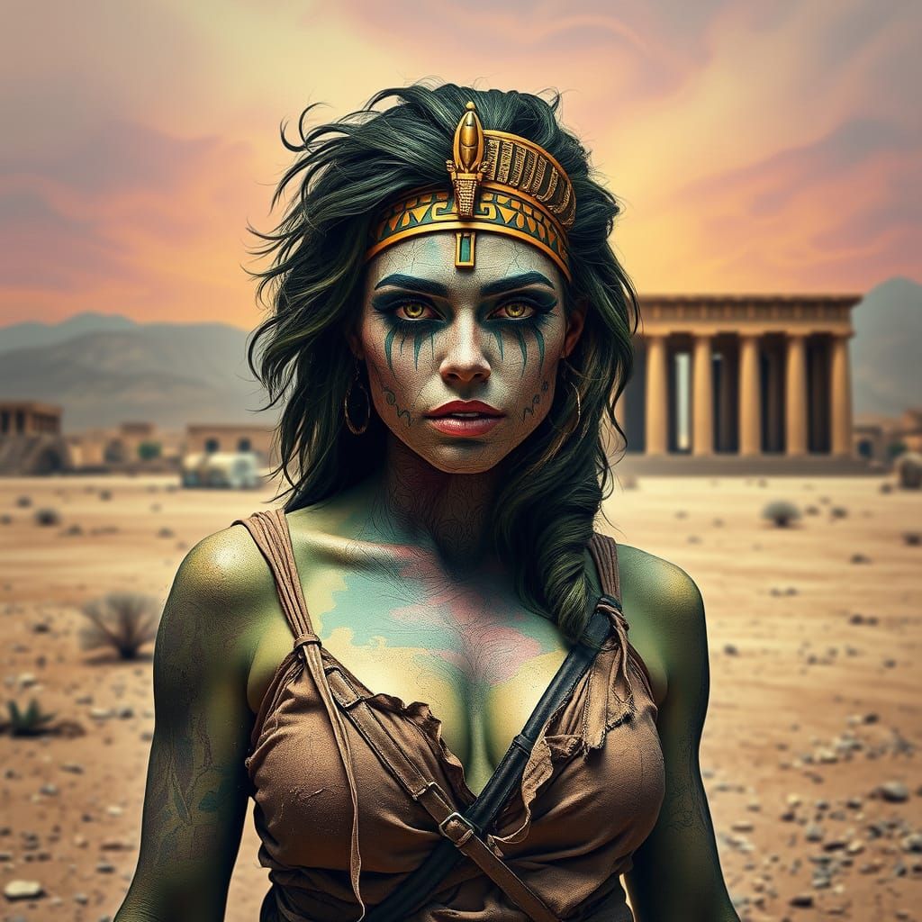 Miss Hulk in CMYK Colors with Egyptian Temple Overlay