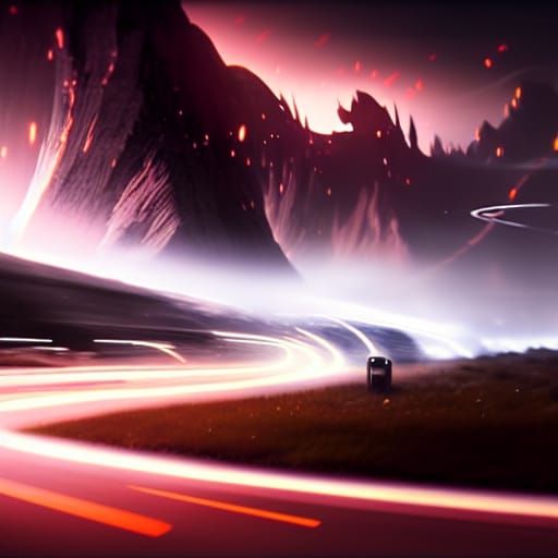 Dark Fantasy Highway Concept Art in 8K