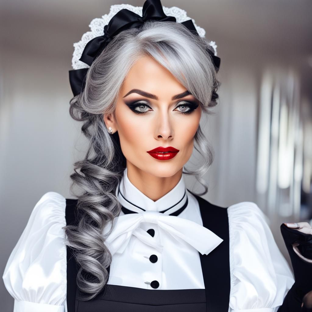 Glamorous French Maid with Smoky Eyes