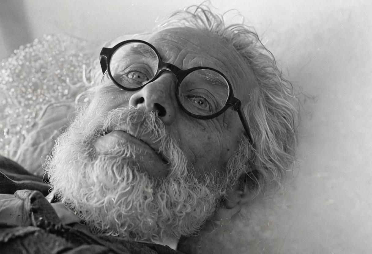 Professor with Crystal Ball in Kinetic Art Style