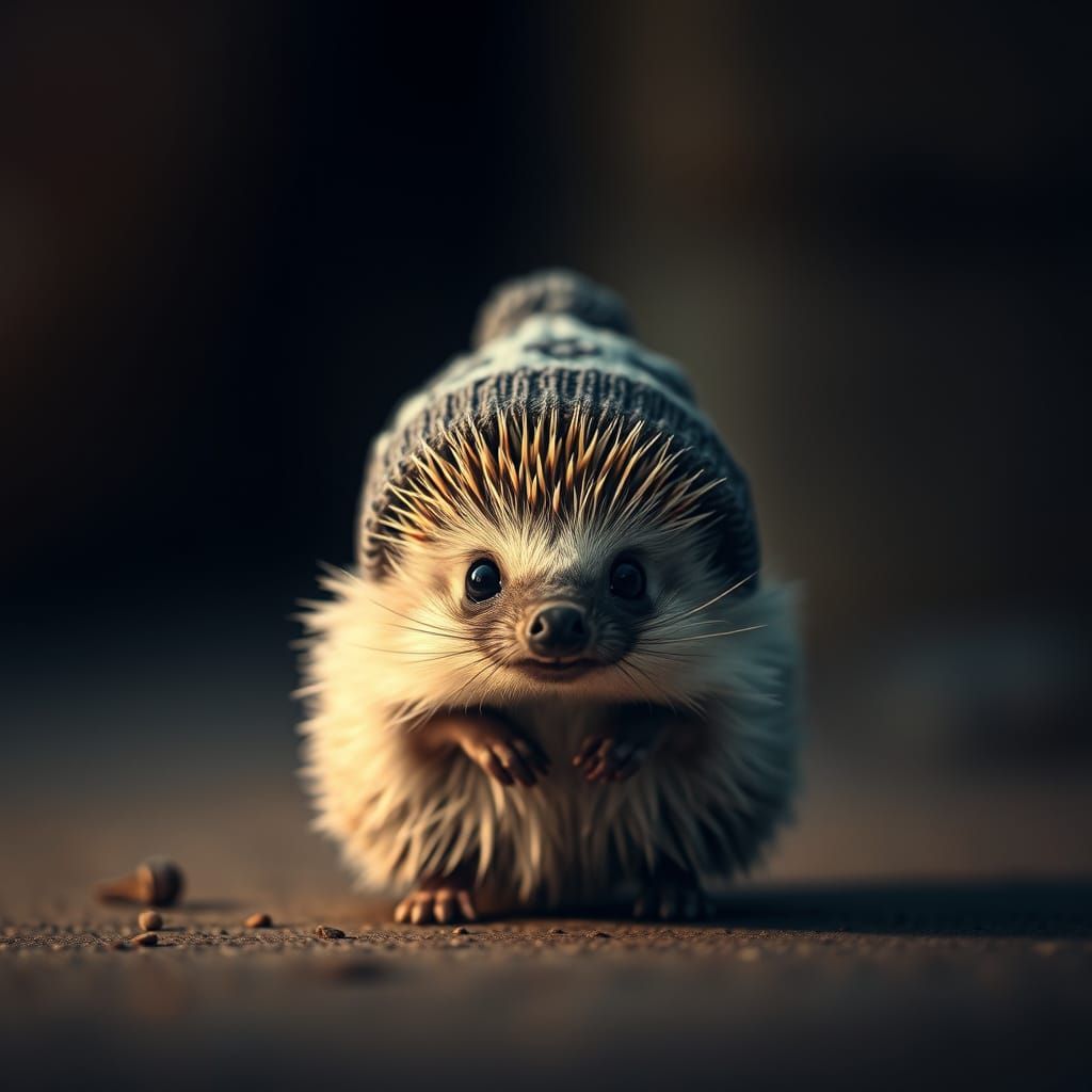 Whimsical Hedgehog in Dramatic Cinematic Style