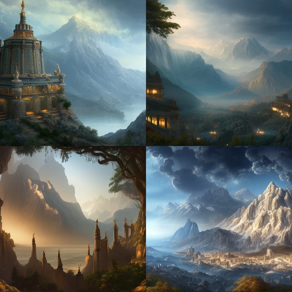 Mount Olympus at Dawn: Epic Digital Matte Painting