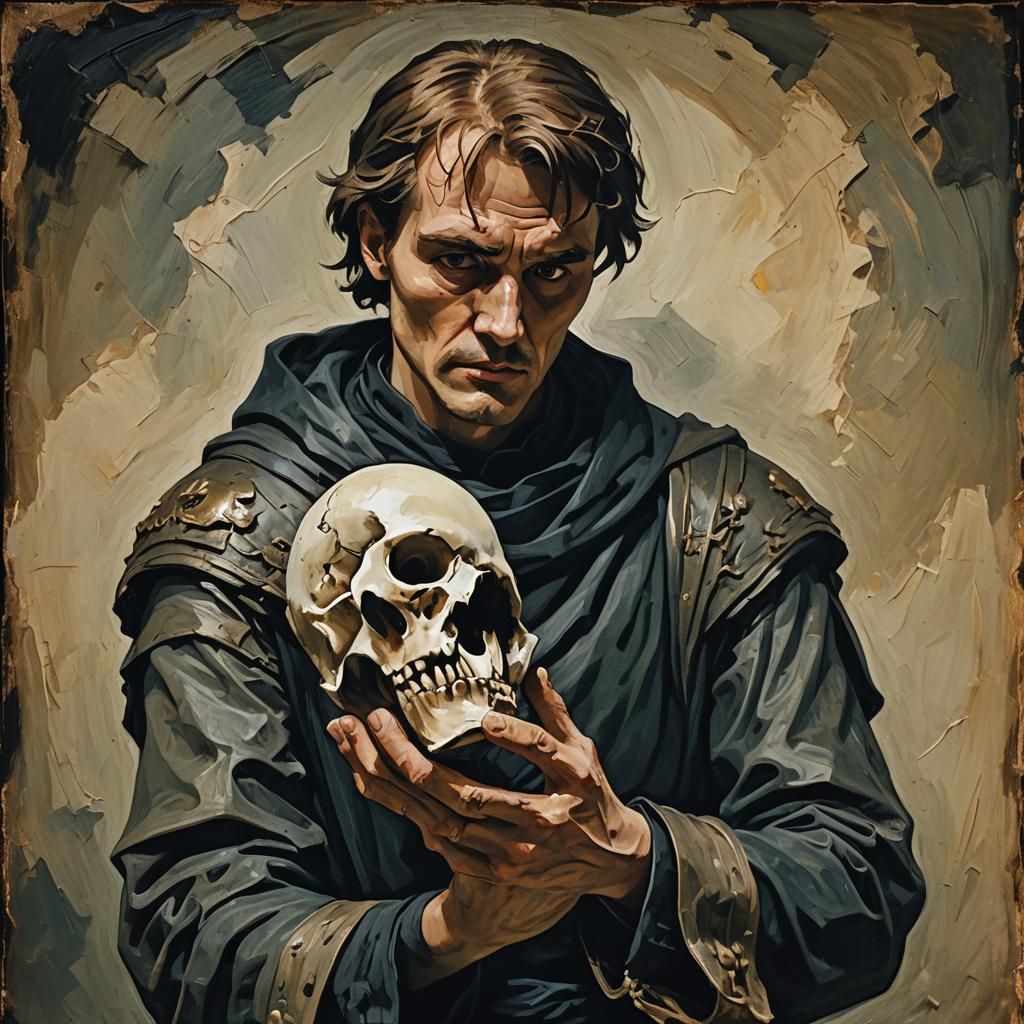 Hamlet Contemplating Death as Impasto Painting