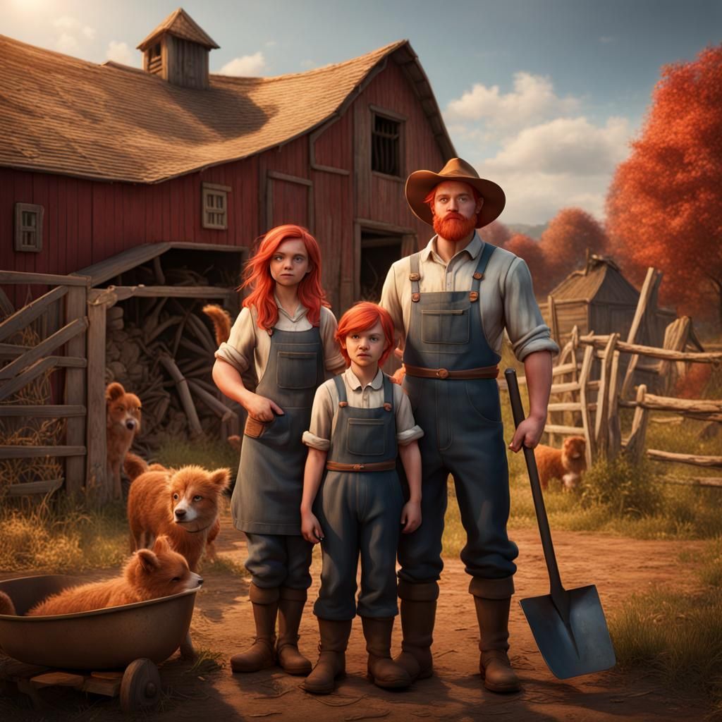 Family Farm Photo in Detailed Matte Painting