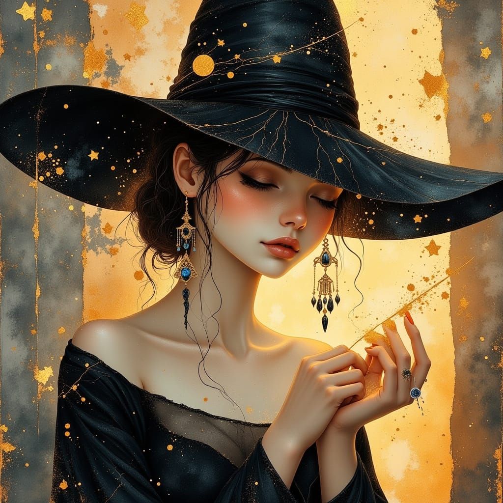 Enchanting Witch Crafts Celestial Jewelry in Golden Hour Lig...