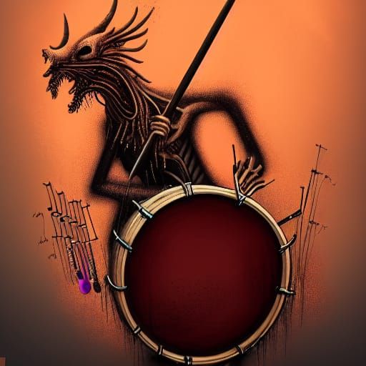 Ominous Animal-Instrument Drummer in Horror Style