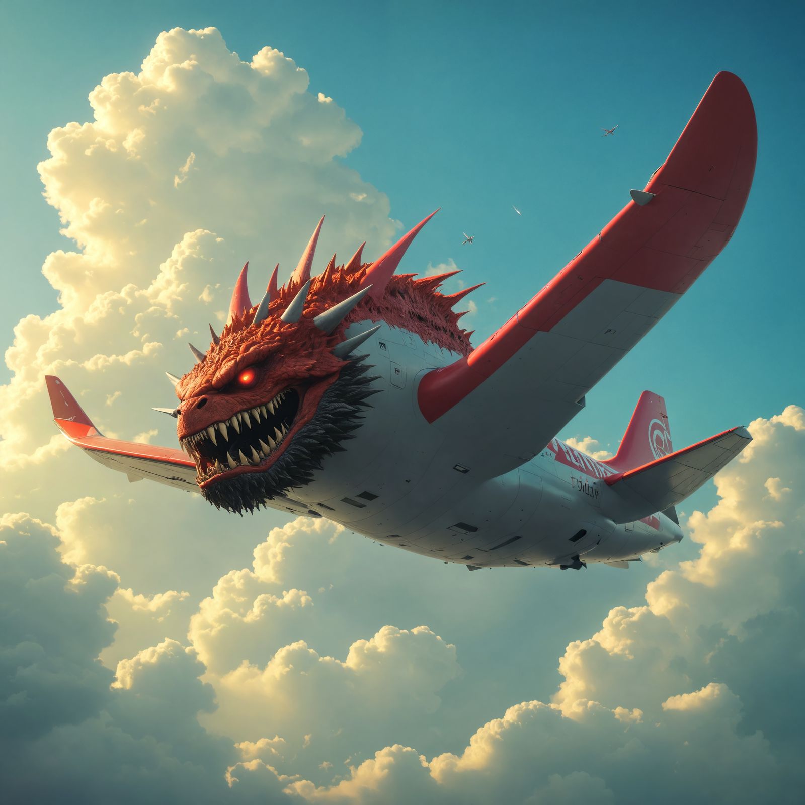 Angry Monster Airplane Flying High