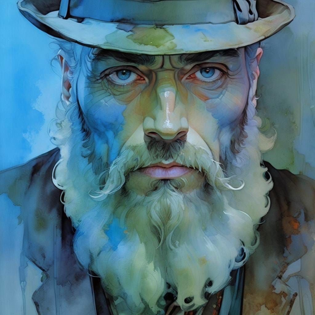Luminist Portrait of Bearded Man in Hat